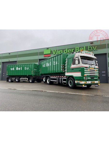 SCANIA 3 SERIES STREAMLINE 6X2 TAG AXLE RIGED TRUCK DRAWBAR WITH HOOKLIFT SYSTEM - 6 AXLE + CONTAINER 40M3 VAN DER BEL WSI 01... SCANIA 3 SERIES STREAMLINE 6X2 TAG AXLE RIGED TRUCK DRAWBAR WITH HOOKLIFT SYSTEM - 6 AXLE + CONTAINER 40M3 VAN DER BEL WSI 01...
