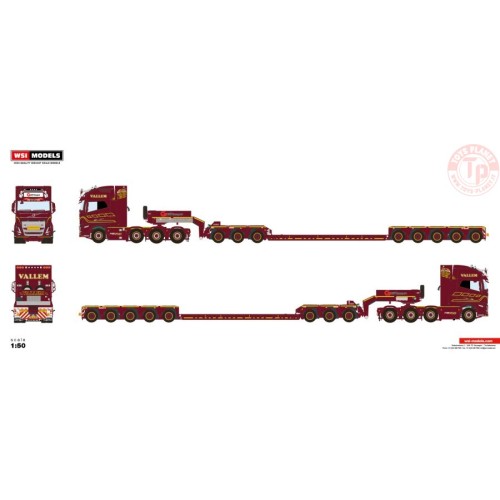 VOLVO FH5 GLOBETROTTER XL 8X4 LOWLOADER - 5 AXLE + DOLLY 3 - AXLE VALLEM WSI 01-3824 WSI MODELS