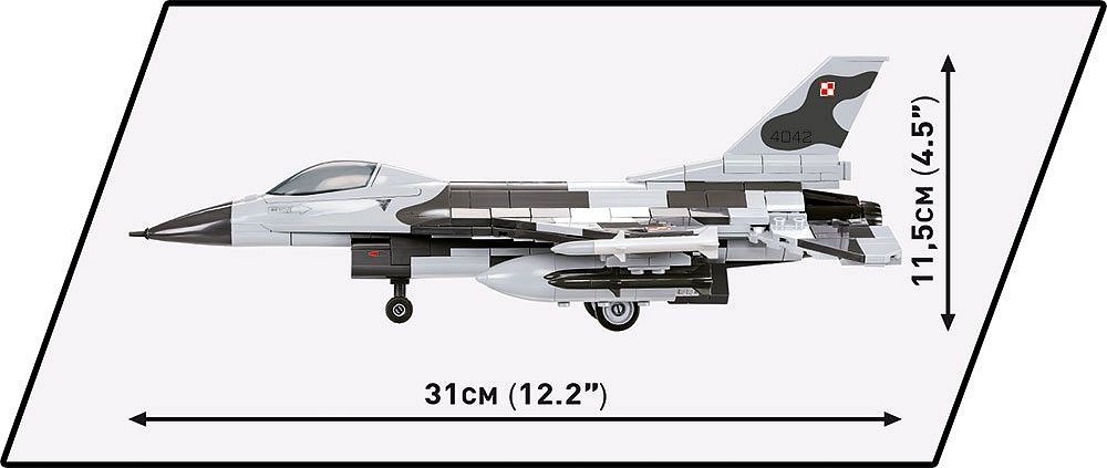COBI 5814 Set Costruzioni F-16 Fighting Falcon – Scala 1:35, 415 Pezzi, Con Figura Pilota E Base – Colori Polacchi