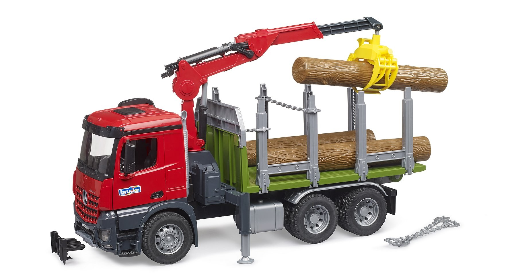 Camion Trasporto Legname Bruder Mercedes Arocs Con Gru - Scala 1:16, Per Bambini Da 4 Anni, Con Pinza E Tronchi