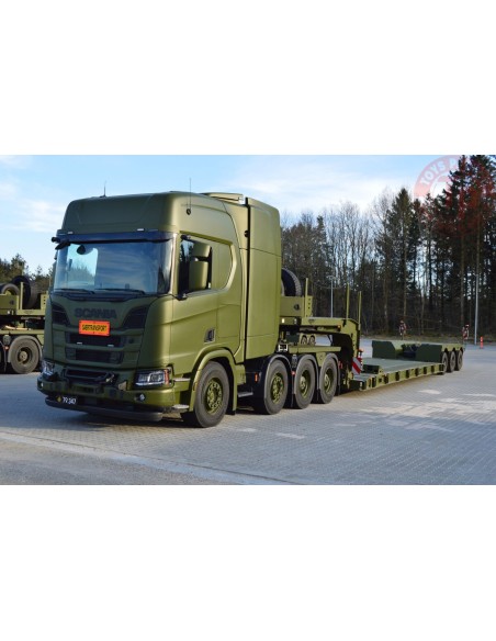 SCANIA R HIGHLINE CR20H 8X4 LOW LOADER PENDEL X - 3 AXLE - FORSVARET DANISH ARMY WSI 01-3849 WSI MODELS