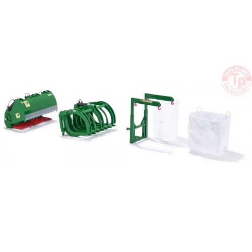 Front loader attachments set B: John Deere green WIKING 077382 WIKING