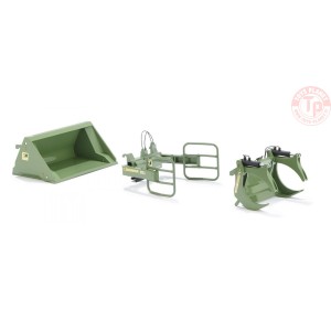 Front loader attachments set A: Bressel & Lade green WIKING 077383 WIKING