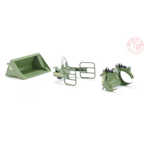 Front loader attachments set A: Bressel & Lade green WIKING 077383 WIKING