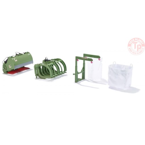 Front loader attachments set B: Bressel & Lade green WIKING 077384 WIKING