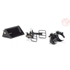 Front loader attachments - Set A (black) WIKING 077385 WIKING