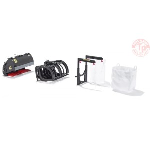 Front loader attachments - Set B (black) WIKING 077386 WIKING