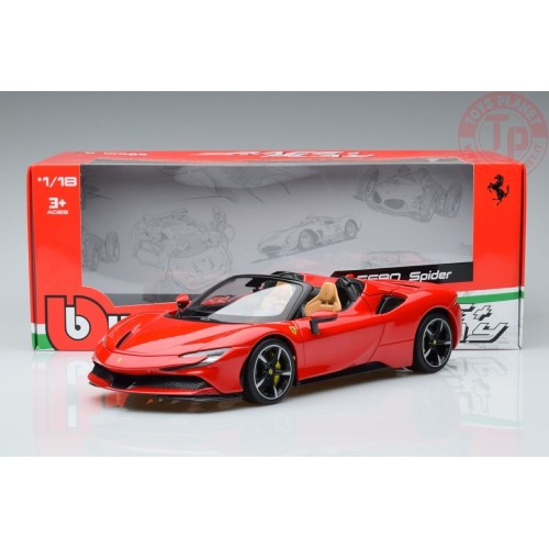 FERRARI SF90 STRADALE HYBRID SPIDER RED 1000HP OPEN 2020 1:18 BU18016CAR BURAGO