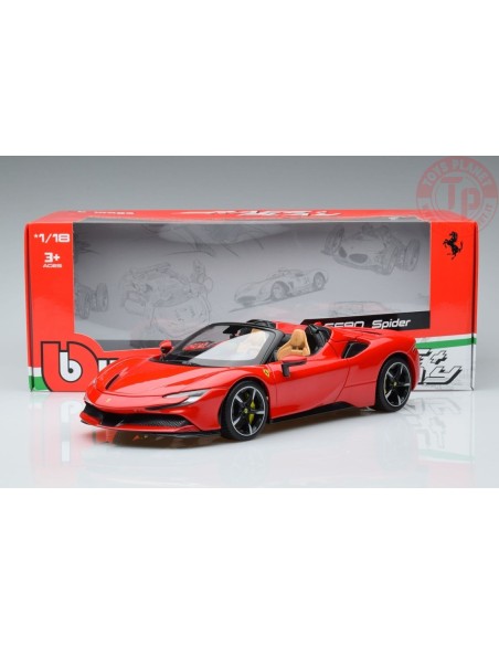 FERRARI SF90 STRADALE HYBRID SPIDER RED 1000HP OPEN 2020 1:18 BU18016CAR BURAGO FERRARI SF90 STRADALE HYBRID SPIDER RED 1000HP OPEN 2020 1:18 BU18016CAR BURAGO