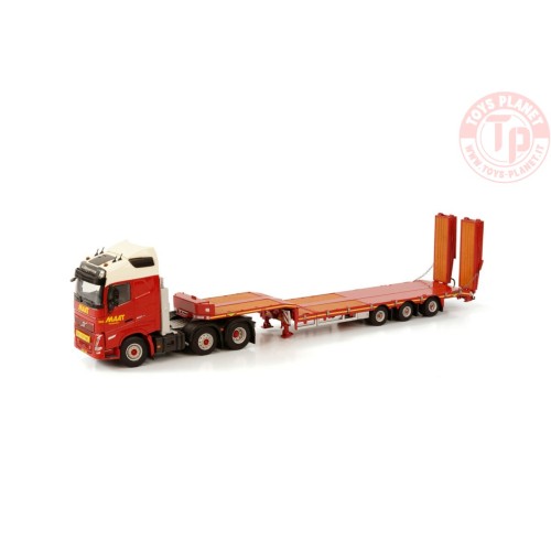 VOLVO FH05 GLOBETROTTER 6X2 TWIN STEER SEMI LOW LOADER - 3 AXLE WITH RAMPS MAAT TRANSPORT WSI 01-3822 WSI MODELS