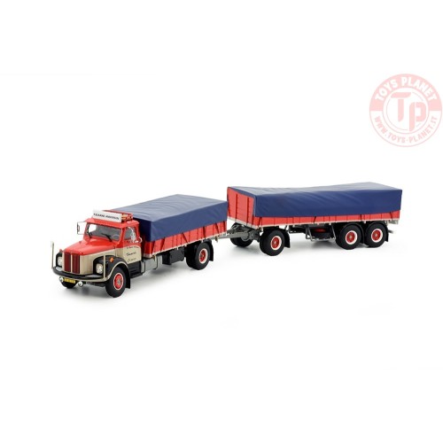 Scania L76 dagcabine motorwagen met aanhanger en resin opbouw Andersen, Bjarne TEKNO 81493 TEKNO