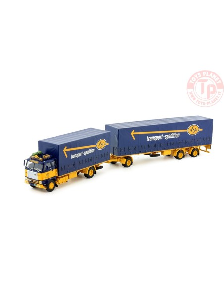 Volvo F88 4x2 motorwagen met 12,5m Zweedse huifaanhanger ASG Sigurd Andersson TEKNO 82861 TEKNO