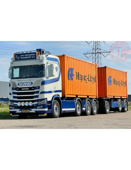SCANIA S NORMAL CS20N 8X2 TAG AXLE RIGED DRAWBAR CONTAINER COMBI - 7 AXLE + 2X 20FT CONTAINER VAN WONDEREN BEESD BV WSI 01-38...