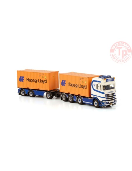 SCANIA S NORMAL CS20N 8X2 TAG AXLE RIGED DRAWBAR CONTAINER COMBI - 7 AXLE + 2X 20FT CONTAINER VAN WONDEREN BEESD BV WSI 01-38...