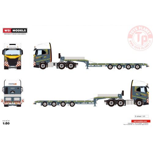 IVECO S-WAY AS HIGH 6X2 TWINSTEER SEMI LOWLOADER - 4 AXLE - FRIDERICI WSI 01-3908 WSI MODELS