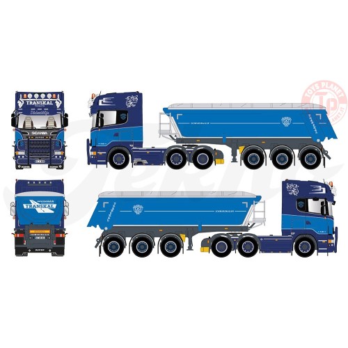 Scania R-serie Topline 6x2 met 3-assige Meiller kipper Transkal TEKNO 82732 TEKNO