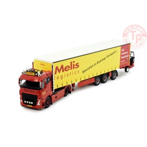 Volvo FH05 4x2 laag met schuifzeilen oplegger en Moffet meeneemheftruck Melis TEKNO 82974 TEKNO