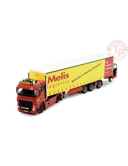 Volvo FH05 4x2 laag met schuifzeilen oplegger en Moffet meeneemheftruck Melis TEKNO 82974 TEKNO