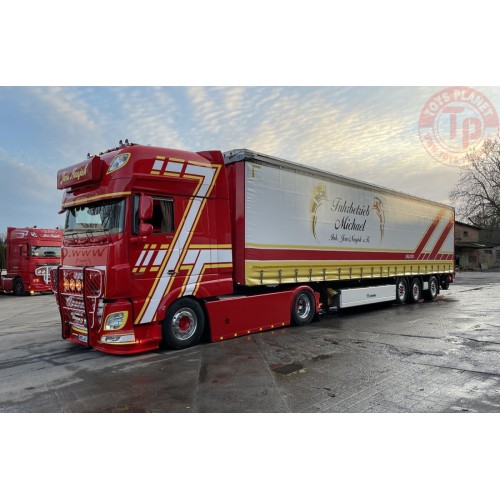 DAF XF SUPER SPACE CAB MY2017 4X2 CURTAINSIDE TRAILER - 3 AXLE MICHAEL / NAUJOK WSI 01-3878 WSI MODELS