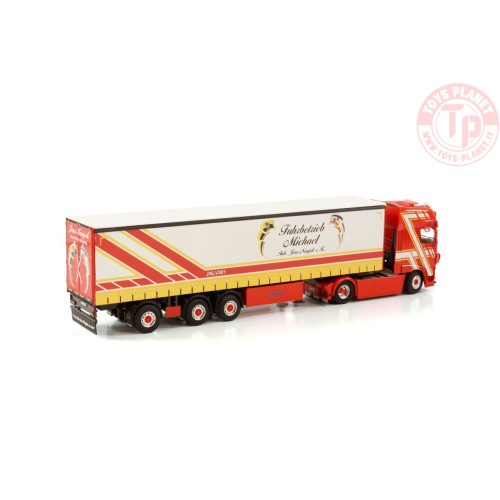 DAF XF SUPER SPACE CAB MY2017 4X2 CURTAINSIDE TRAILER - 3 AXLE MICHAEL / NAUJOK WSI 01-3878 WSI MODELS