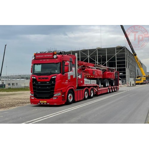 SCANIA S NORMAL CS20N 6X2 TWIN STEER SEMI LOWLOADER - 4 AXLE WITH RAMPS HARDEMAN VAN HARTEN WSI 01-3900 WSI MODELS