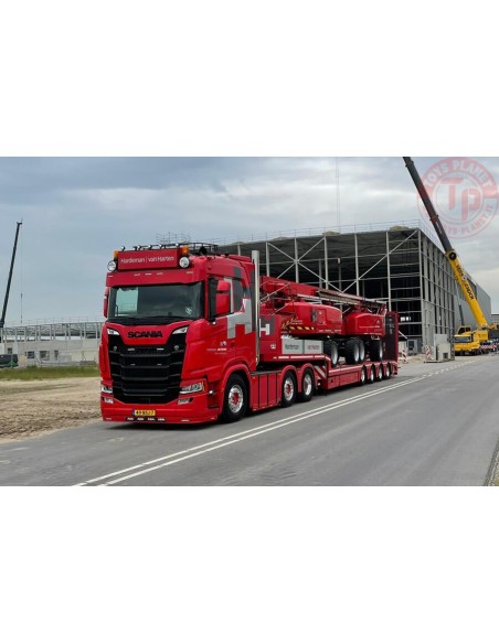 SCANIA S NORMAL CS20N 6X2 TWIN STEER SEMI LOWLOADER - 4 AXLE WITH RAMPS HARDEMAN VAN HARTEN WSI 01-3900 WSI MODELS