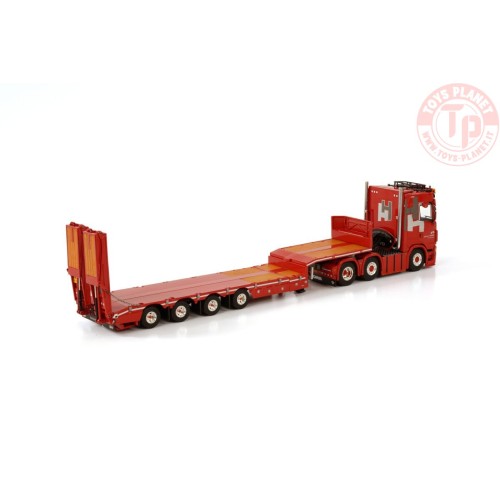 SCANIA S NORMAL CS20N 6X2 TWIN STEER SEMI LOWLOADER - 4 AXLE WITH RAMPS HARDEMAN VAN HARTEN WSI 01-3900 WSI MODELS