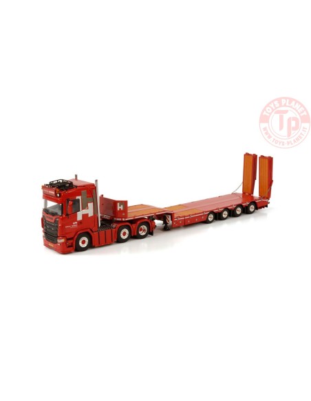 SCANIA S NORMAL CS20N 6X2 TWIN STEER SEMI LOWLOADER - 4 AXLE WITH RAMPS HARDEMAN VAN HARTEN WSI 01-3900 WSI MODELS