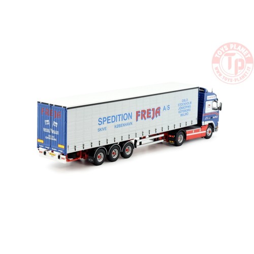 Volvo FH12 Globetrotter met 3-assige schufzeilen oplegger Freja TEKNO 81277 TEKNO