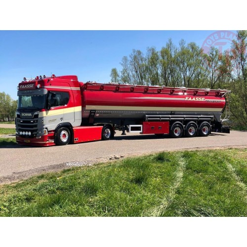 SCANIA R HIGHLINE CR20H 4X2 BULK TIPPER TRAILER - 3 AXLE FAASSE TRANSPORT WSI 01-3897 WSI MODELS