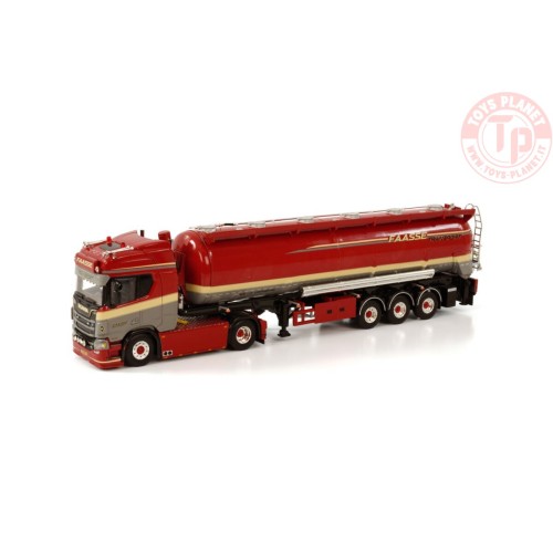 SCANIA R HIGHLINE CR20H 4X2 BULK TIPPER TRAILER - 3 AXLE FAASSE TRANSPORT WSI 01-3897 WSI MODELS