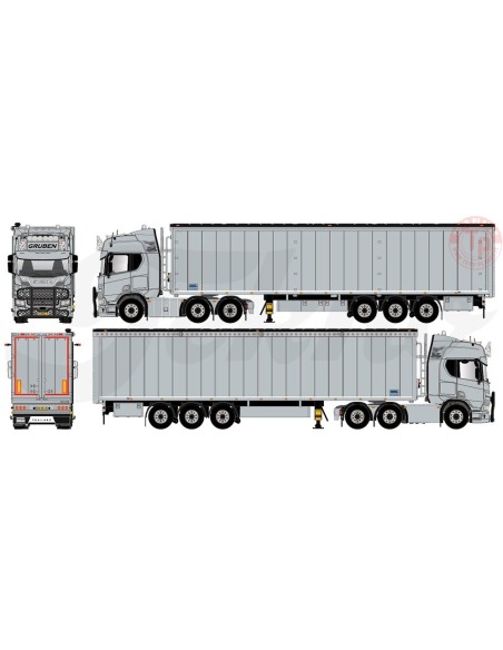 Scania Next Gen R-serie Highline 6x2 met walkingfloor trailer Gruben TEKNO 84641 TEKNO
