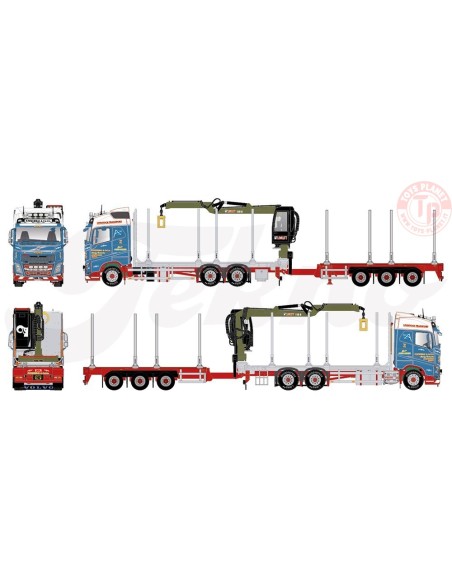 Volvo FH04 Globetrotter motorwagen met 3-assige hout-wipkar Mc Kerral TEKNO 84850 TEKNO