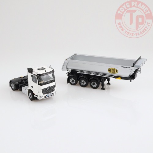 Mercedes Benz Arocs 4x2 Meiller tipper semi trailer White NZG 1002/40 NZG