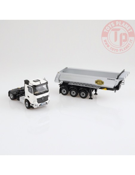 Mercedes Benz Arocs 4x2 Meiller tipper semi trailer White NZG 1002/40 NZG