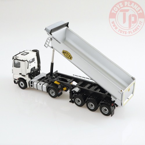 Mercedes Benz Arocs 4x2 Meiller tipper semi trailer White NZG 1002/40 NZG