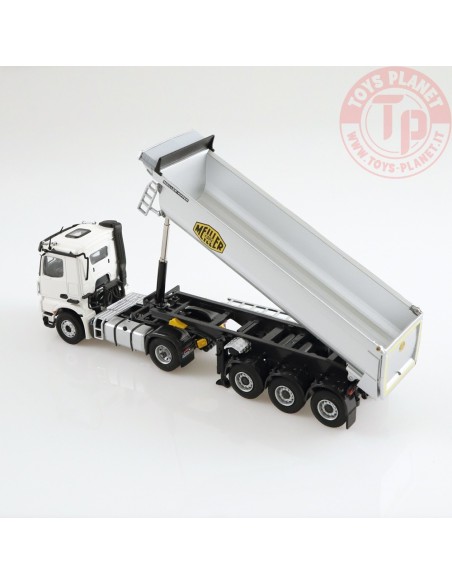 Mercedes Benz Arocs 4x2 Meiller tipper semi trailer White NZG 1002/40 NZG