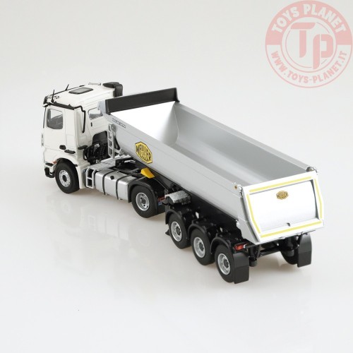 Mercedes Benz Arocs 4x2 Meiller tipper semi trailer White NZG 1002/40 NZG