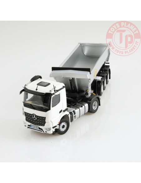 Mercedes Benz Arocs 4x2 Meiller tipper semi trailer White NZG 1002/40 NZG