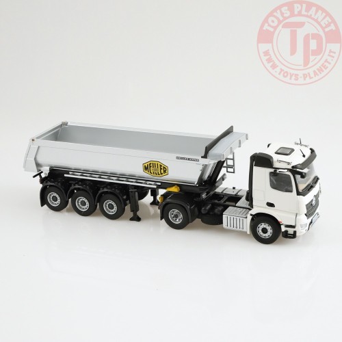 Mercedes Benz Arocs 4x2 Meiller tipper semi trailer White NZG 1002/40 NZG