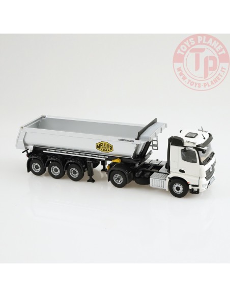 Mercedes Benz Arocs 4x2 Meiller tipper semi trailer White NZG 1002/40 NZG