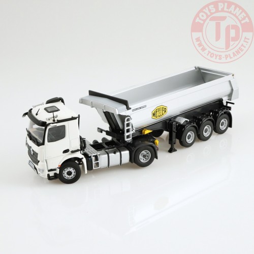 Mercedes Benz Arocs 4x2 Meiller tipper semi trailer White NZG 1002/40 NZG
