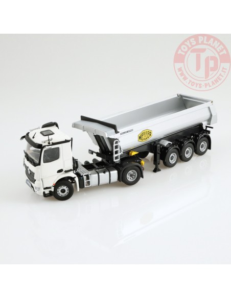 Mercedes Benz Arocs 4x2 Meiller tipper semi trailer White NZG 1002/40 NZG