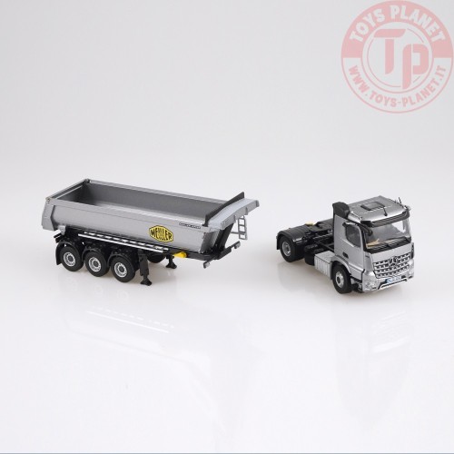 Mercedes Benz Arocs 4x2 Meiller tipper semi trailer silvergrey metallic NZG 1002/55 NZG