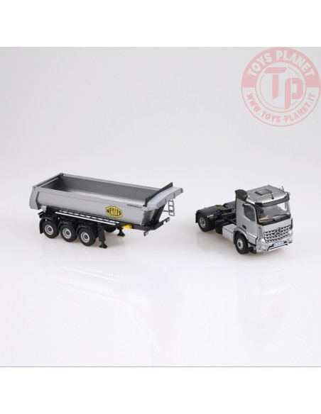 Mercedes Benz Arocs 4x2 Meiller tipper semi trailer silvergrey metallic NZG 1002/55 NZG Mercedes Benz Arocs 4x2 Meiller tipper semi trailer silvergrey metallic NZG 1002/55 NZG