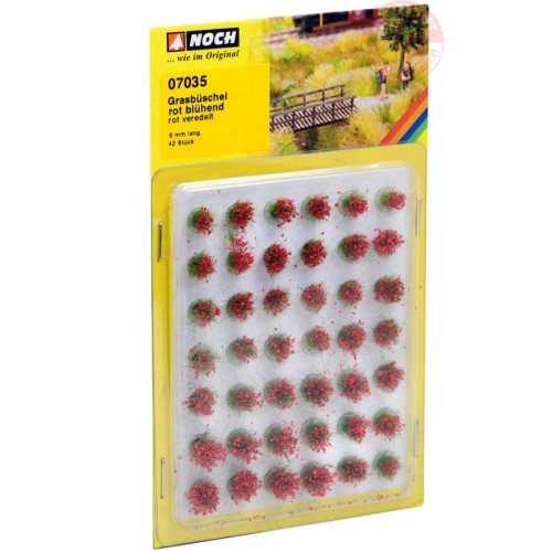 Ciuffi d'erba con fiori rossi pz. 42 - altezza cm 6 NOCH 07035 NOCH