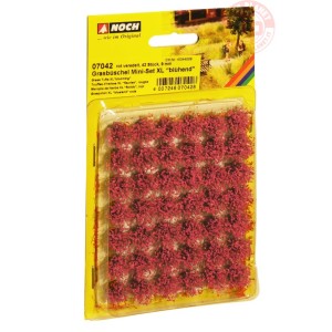 Ciuffi erba cespugli fioriti rossi XL 9 mm 42pz NOCH 07042 NOCH