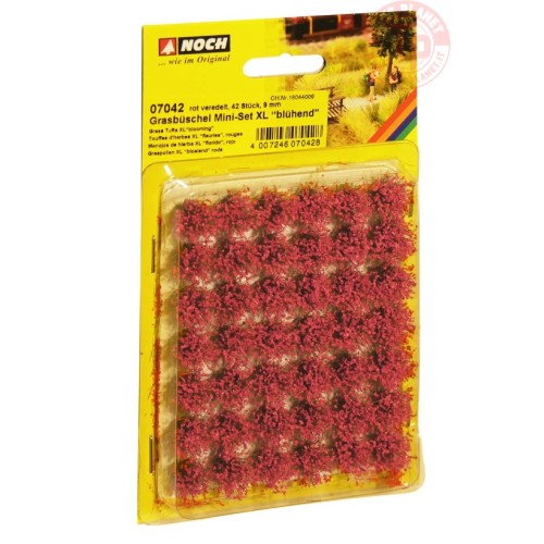 Ciuffi erba cespugli fioriti rossi XL 9 mm 42pz NOCH 07042 NOCH
