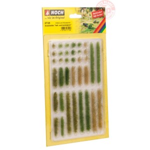 Strisce d'erba pz 18 e ciuffi verde chiaro/scuro pz 18 altezza 6 mm NOCH 07125 NOCH