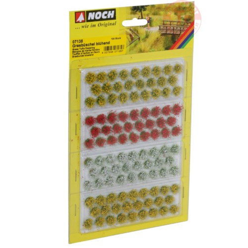 Ciuffi d'erba con fiori (gialli/rossi/bianchi) pz. 104 - altezza mm 6 NOCH 07135 NOCH